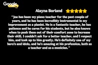 aylma bordland has been a piano teacher for the past couple of years